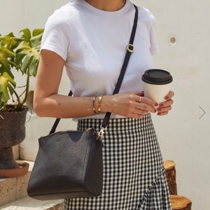 Lo & Sons Pearl black saffiano leather crossbody bag